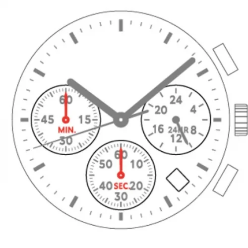 SHI VD53C (2),12 3/4''',DATA 4,5,SC,CHRONO,24H,SEC,MIN,Quartz(371), WERSJA ULEPSZONA,EBONITOWE KOŁO GODZINOWE
